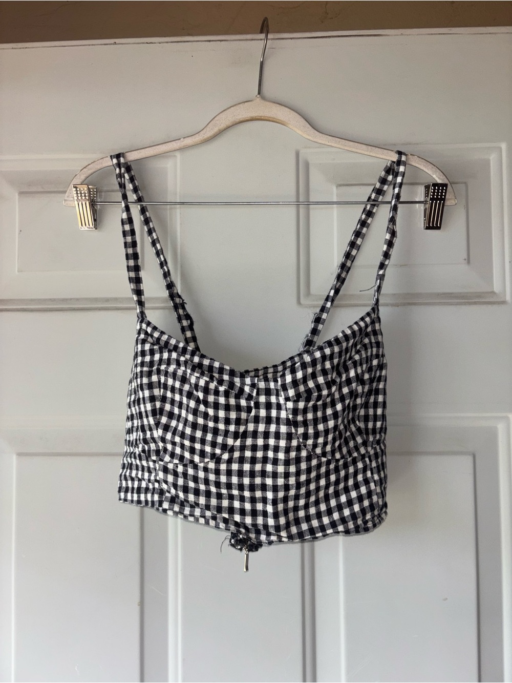 Reformation black/white gingham linen crop top size 12